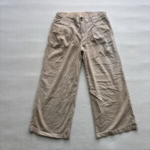 American Eagle Women 8 Short Khaki Linen Capri Stretch Elastic Waist